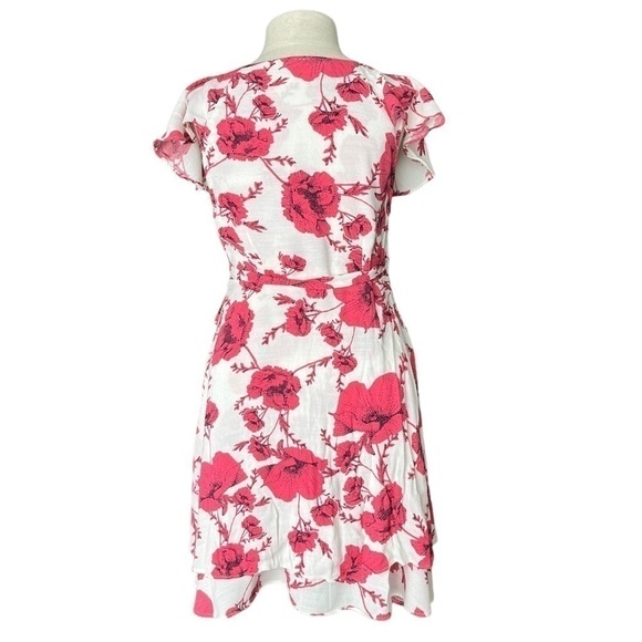 FREE PEOPLE French Quarter Cream Combo Mini Wrap Ruffle Dress Pink/White Size S - Picture 4 of 11